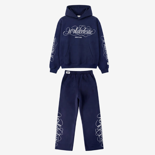 Navy Blue Script Tracksuit