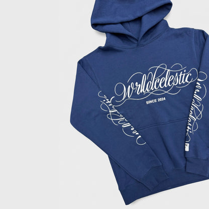 NAVY BLUE SCRIPT HOODIE